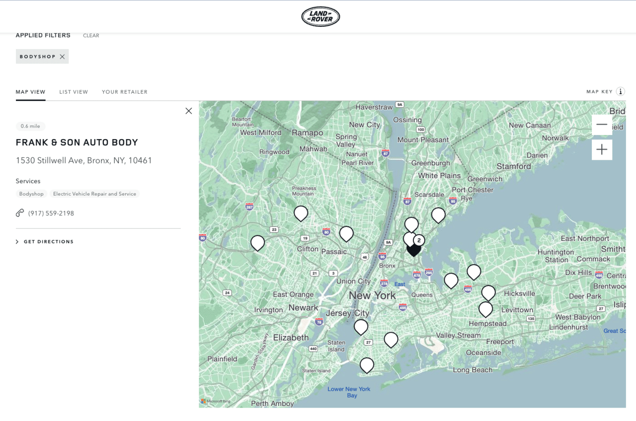 Official Land Rover USA National Dealer Locator & Body Shop Directory