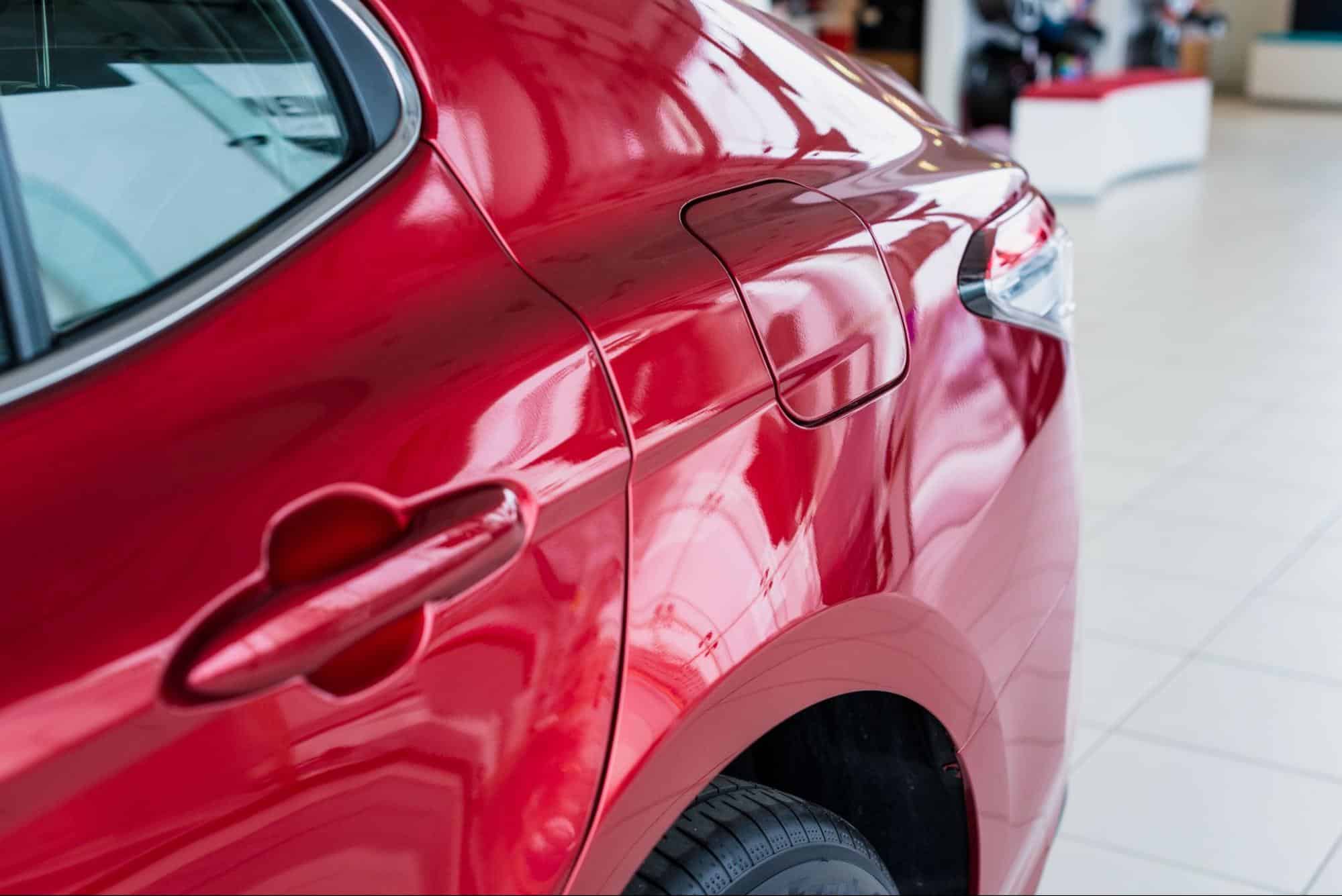 close-up of professionally refinished vehicle after color change in Bronx NY
